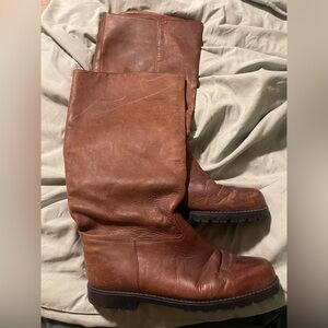 Vintage Eddie Bauer Brown Leather Knee-High Boots